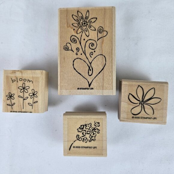 Mixed Brands Bundle of 9 Floral Themed Rubber Stamps Crafts - Picture 4 of 8